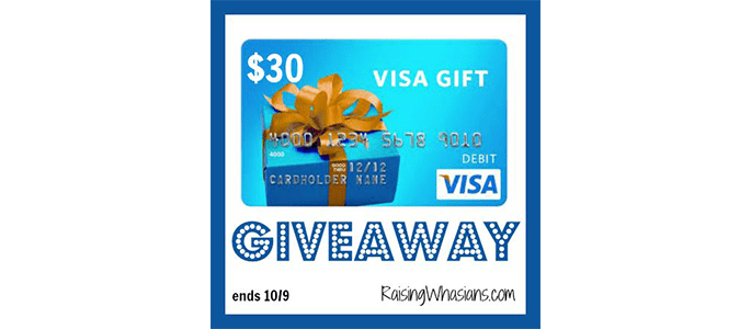 Enter to Win a $30 Visa Gift Card Giveaway ends 10/9