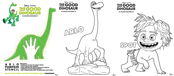 Disney/Pixar’s THE GOOD DINOSAUR Pumpkin Stencil and Coloring Pages #GoodDino