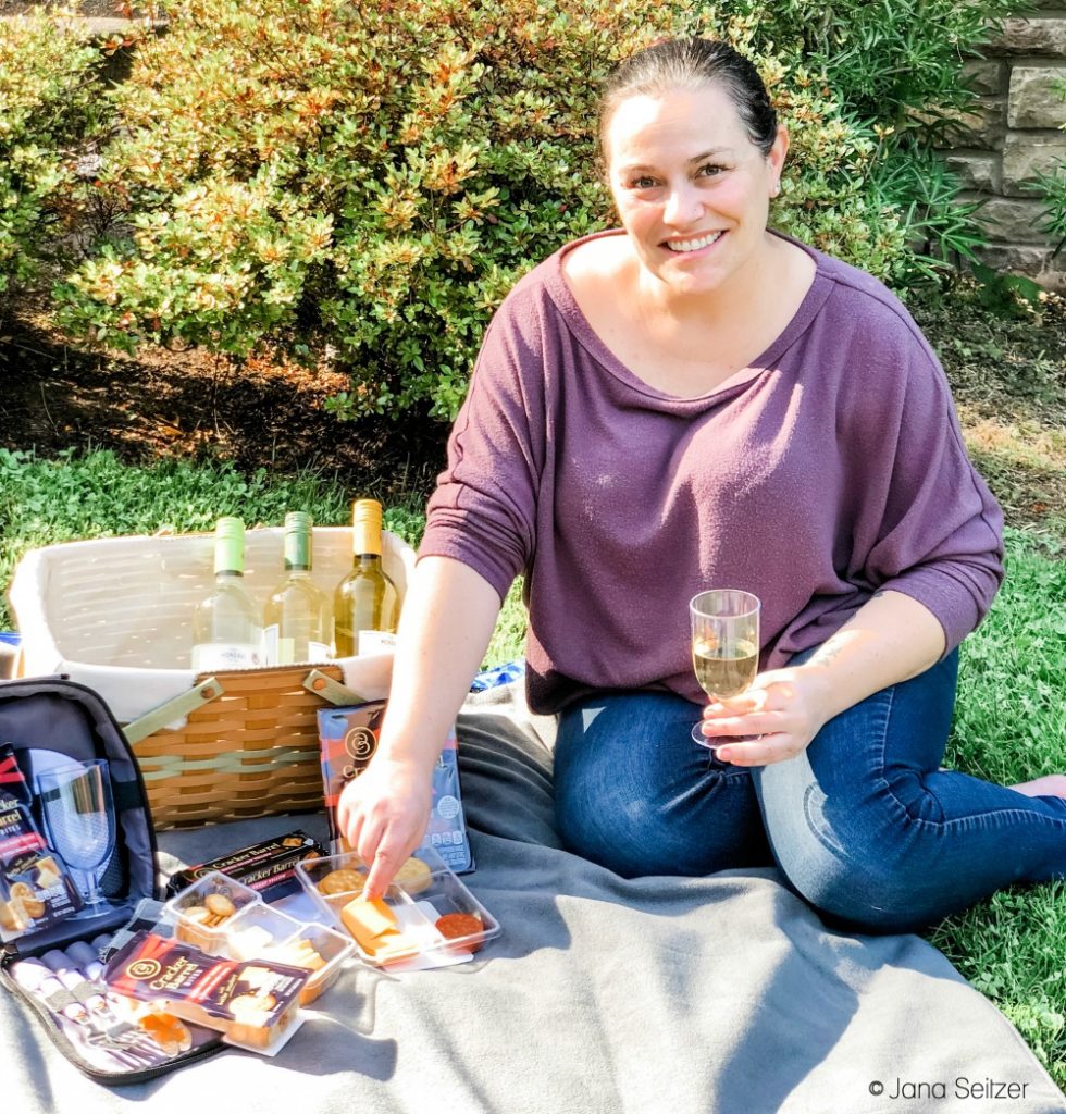 woman with easy DIY picnic