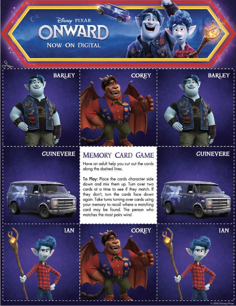 pixar onward memory game