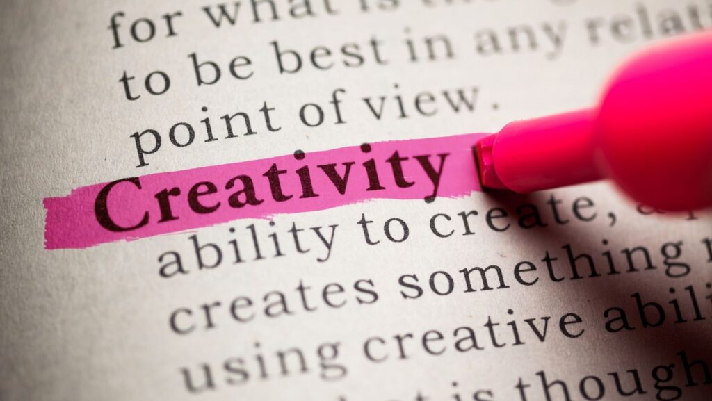 creativity highlighted on page